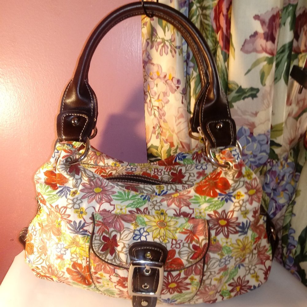 ST JOHNS BAY FLORAL COLORFUL DOUBLE-SIDED HANDBAG